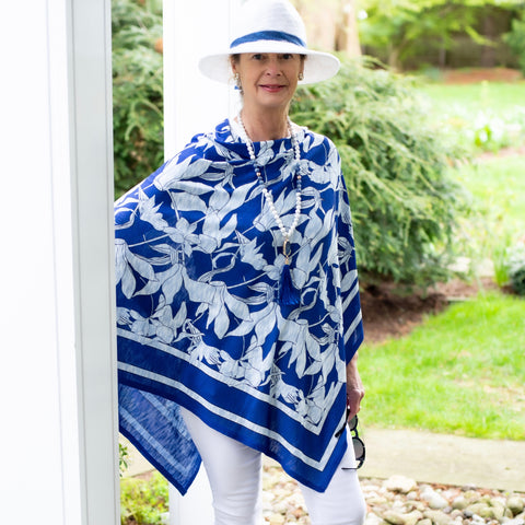 twobsaccessories whimsy rose Floral Navy Poncho By Whimsy Rose