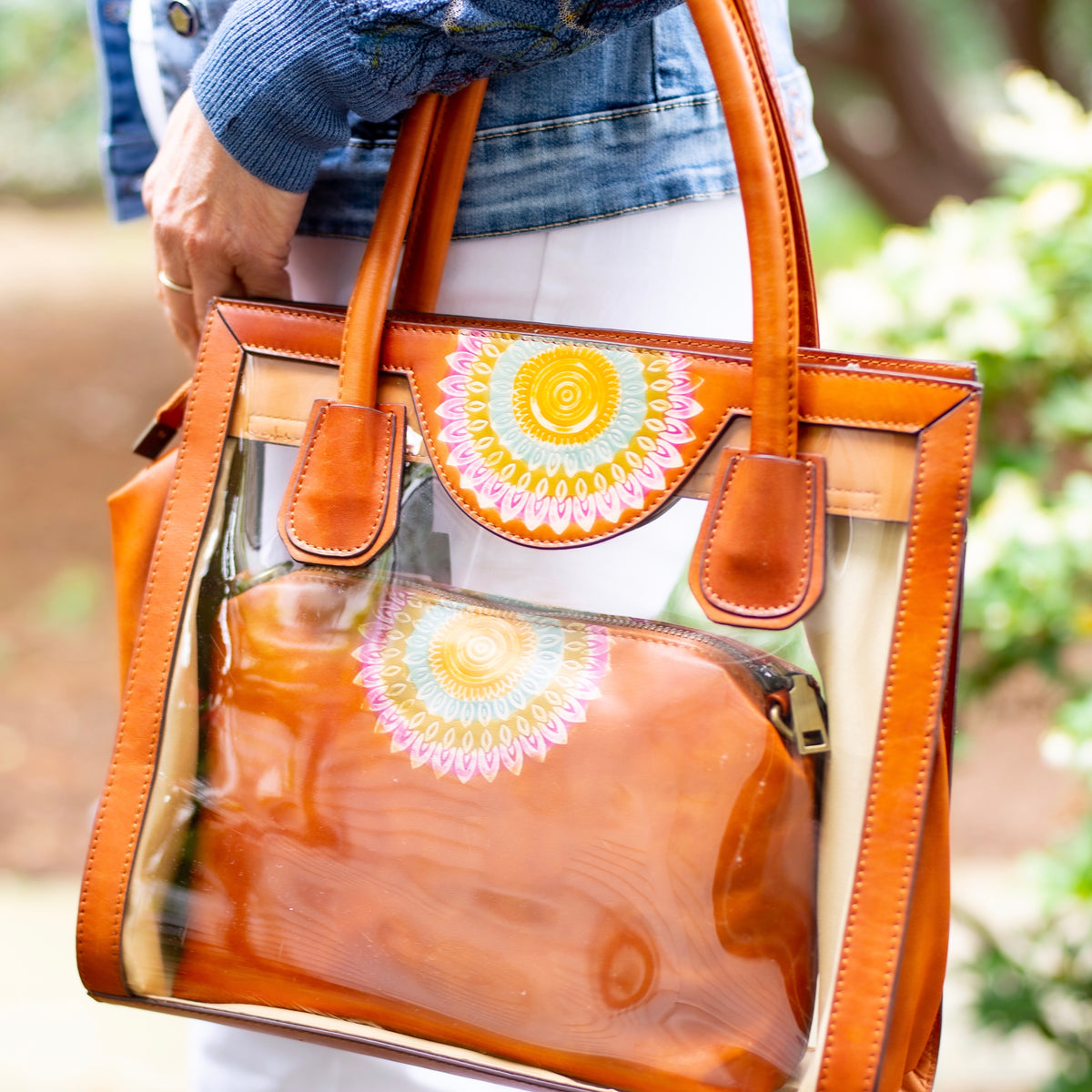 Bag | Hibiscus Hand-Painted Leather Crossbody Bag | Petalura