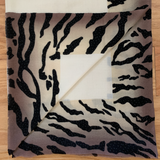 Ivory Scarf Embellished with Sequences over the Animal Print Border