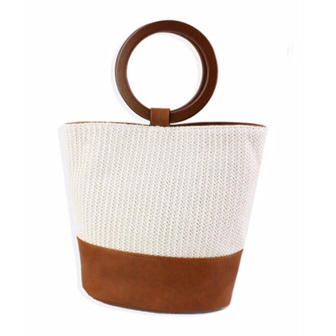 Round Handle and Fabric Summer Bag