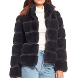 Faux Fur Jacket with pockets Charcoal