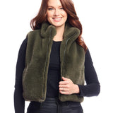 Olive Faux Fur Le Mink Zip Vest
