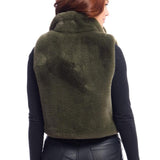 Olive Faux Fur Le Mink Zip Vest