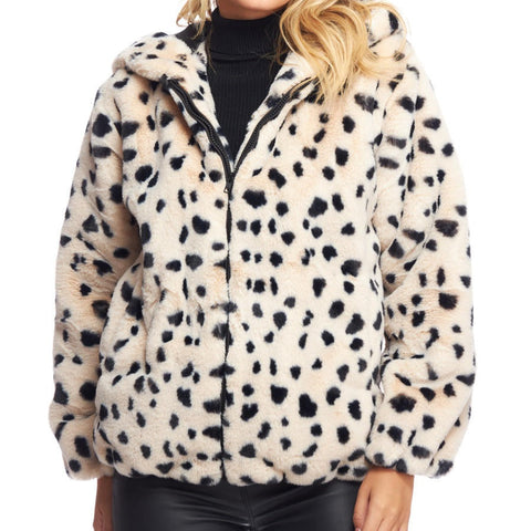 Hooded Zip Wild Cheetah Parka
