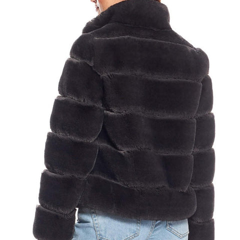 Faux Fur Jacket with pockets Charcoal