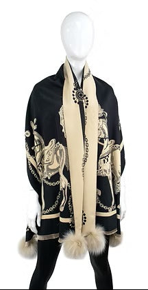Equestrian Scarve with Fox Pom Poms