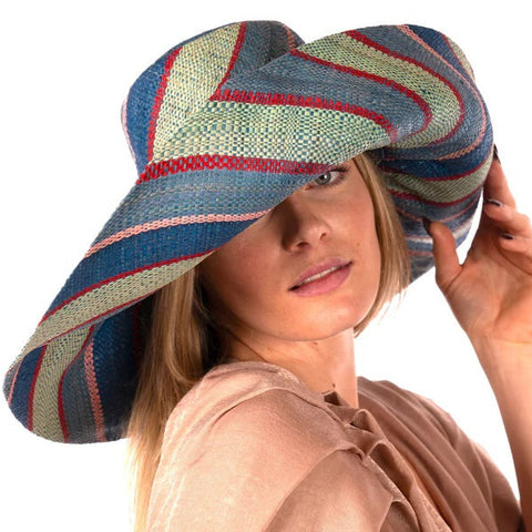 5" Teal Swirl Wide Brim Packable Sun Hat