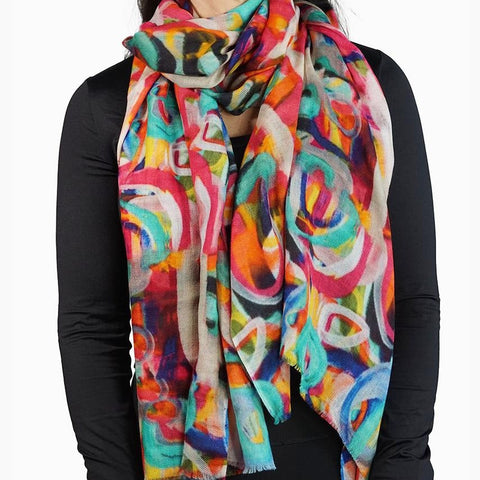 Fine Wool Fluro Chains Scarf