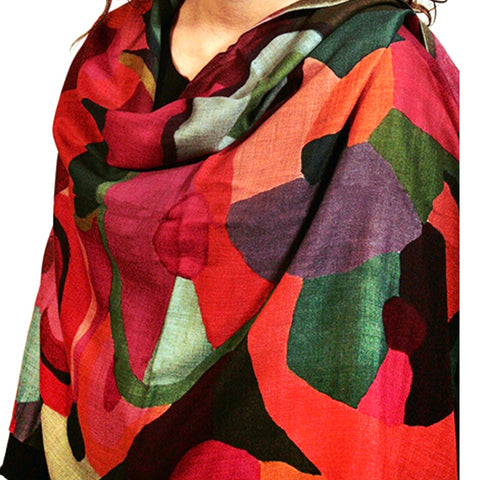 Warm Colors Abstract Wool Scarf