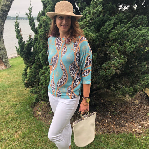 Italian Chenille Top with Ivory Faux Leather Bag and Cotton Crushable Hat Bundle - 20% OFF