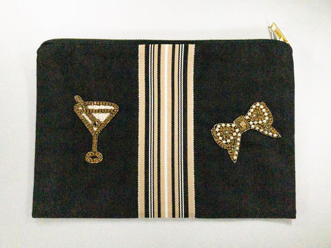 Fabric Clutch with beads details.