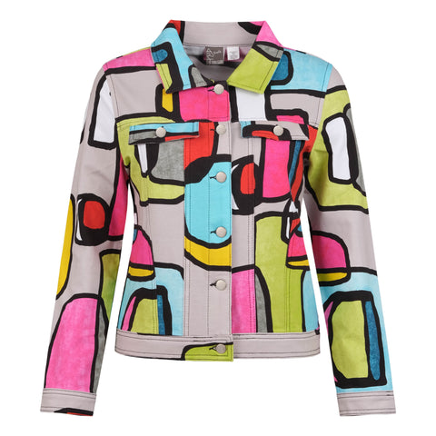 Light weight stretch summer jacket. Very comfortable by Canadian Dolcezza.  The design of the jacket is inspired from Irena Orlov and her interpretation of the beauty of the world.  75% Cotton