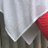 White Linen Poncho with  Strass Chrystal Beads Border