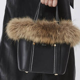 Tote Bag with removable Fox Fur trim