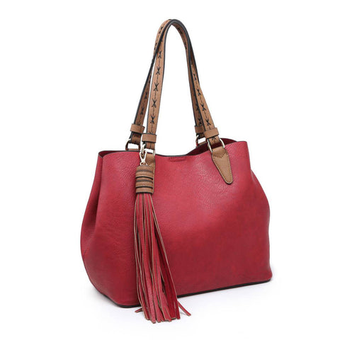 Two in One Vegan Leather Satchel with Tassel