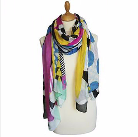 Polka Dots and Squares Multicolor Scarf by Italca