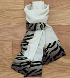 Ivory Scarf Embellished with Sequences over the Animal Print Border