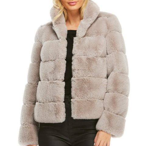 Faux Fur Jacket with pockets Latte