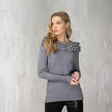 Elegant Sweater with Pearls and Fur details by Passioni